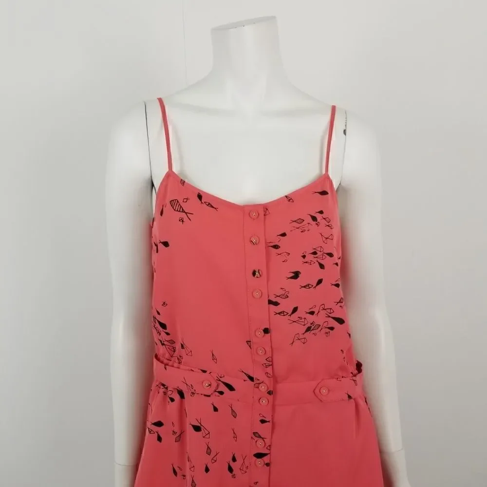 Rachel Roy Womens Dress Size Medium See the Sea Fish Print Button Down New